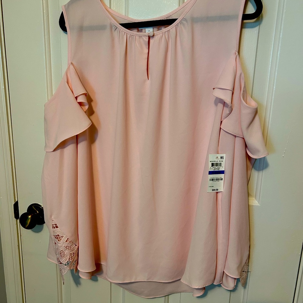 Cold shoulder blouse. Classic and lovely. New with tags. Beautiful soft pink